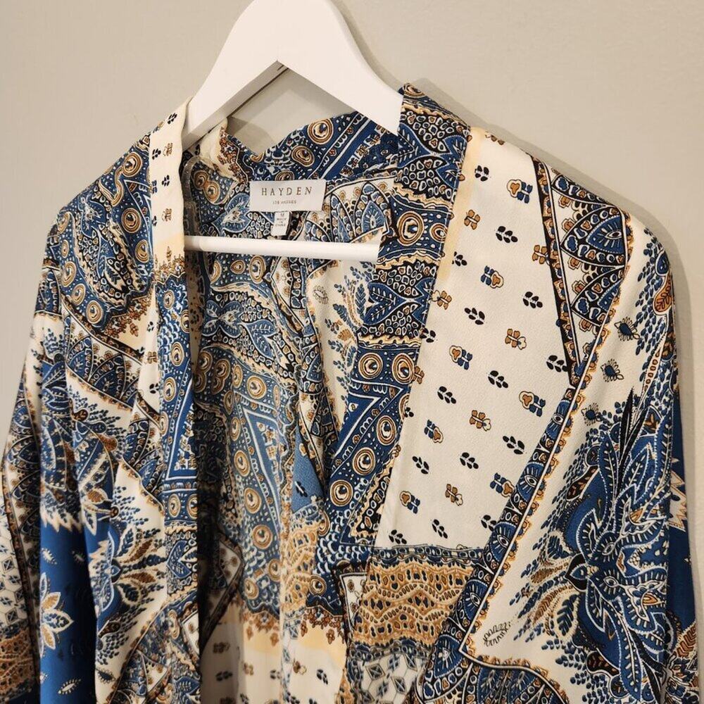 Hayden Los Angeles Wrap Blouse Kimono Boho Festival Flowy Western Glam - Size M - Picture 3 of 7